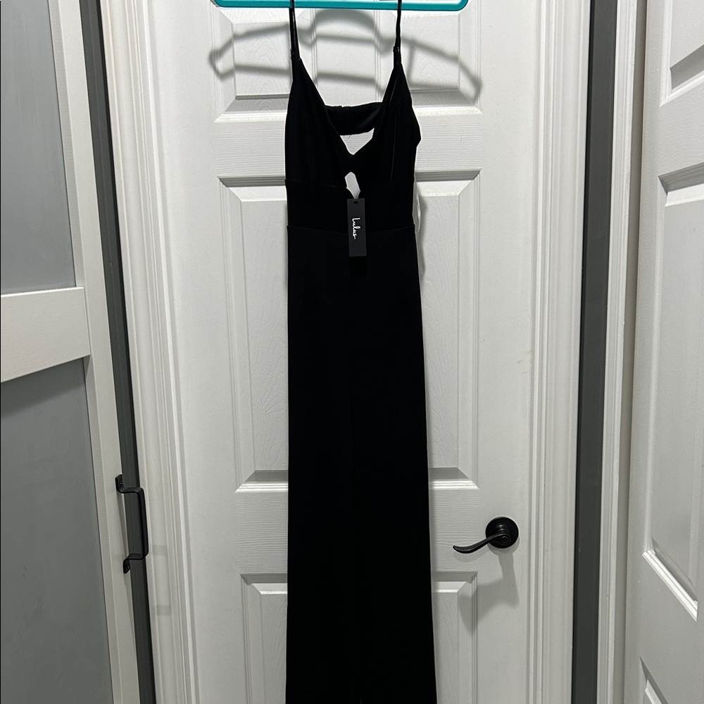 Lulu's Black Faux Leather Jumpsuit